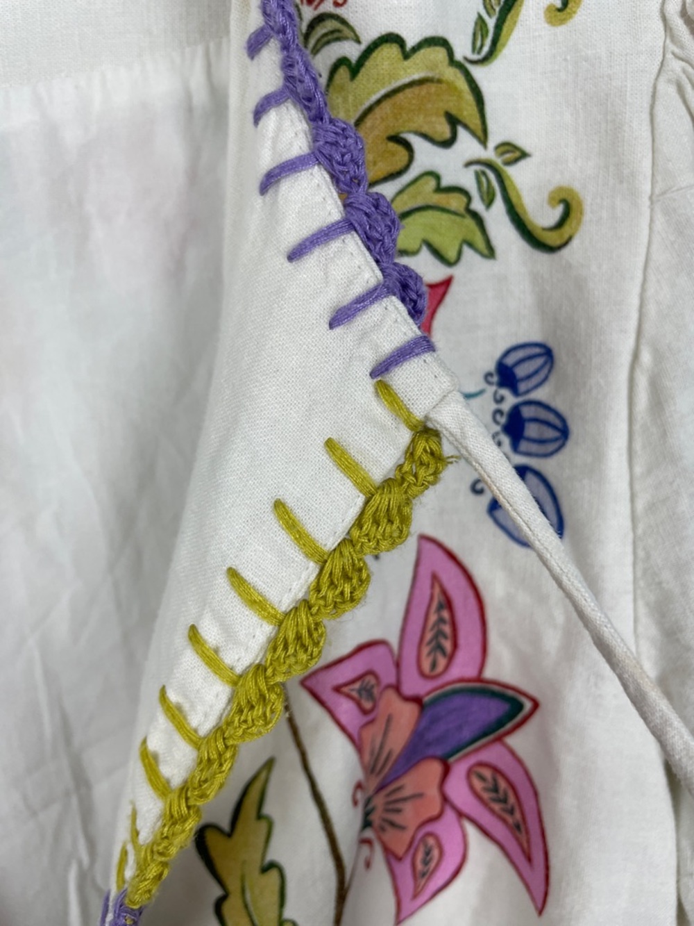 Farm Rio Floral Insects Linen Blend White Long Sleeve Mini Dress Size S - Picture 6 of 8